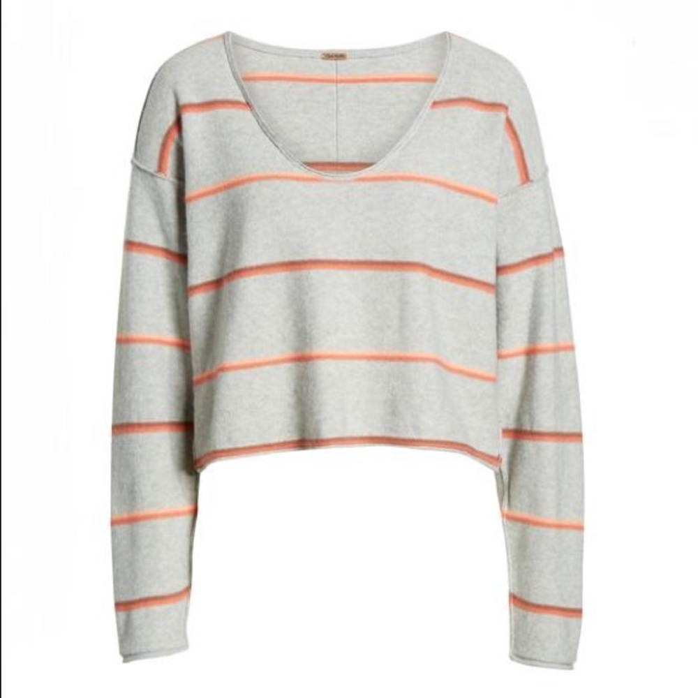 Free People Gray Striped Sweater